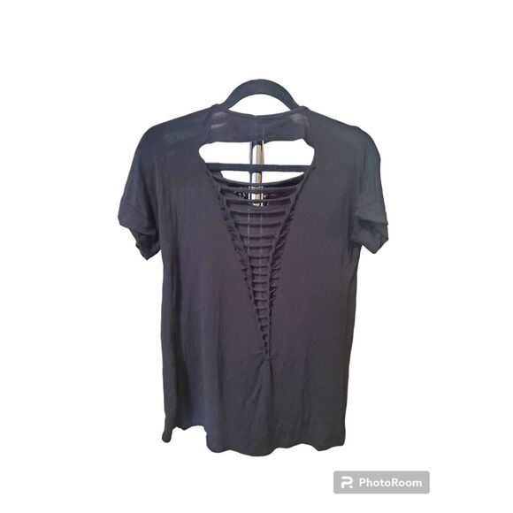 Miss Chievous Black Small Cotton Solid T-Shirt Short Sleeve Crewneck - Picture 3 of 3